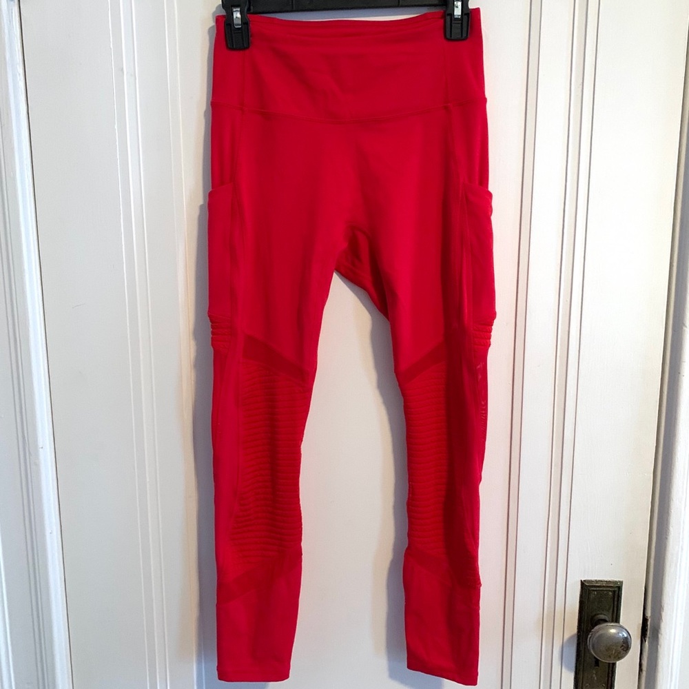Red Fabletics Moto Leggings